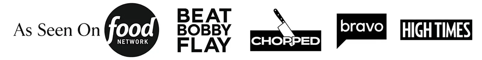 As seen on banner with Food Network, Bravo and press outlets