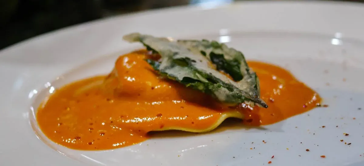 Cannabis-infused ravioli course plated by Chef Roilty