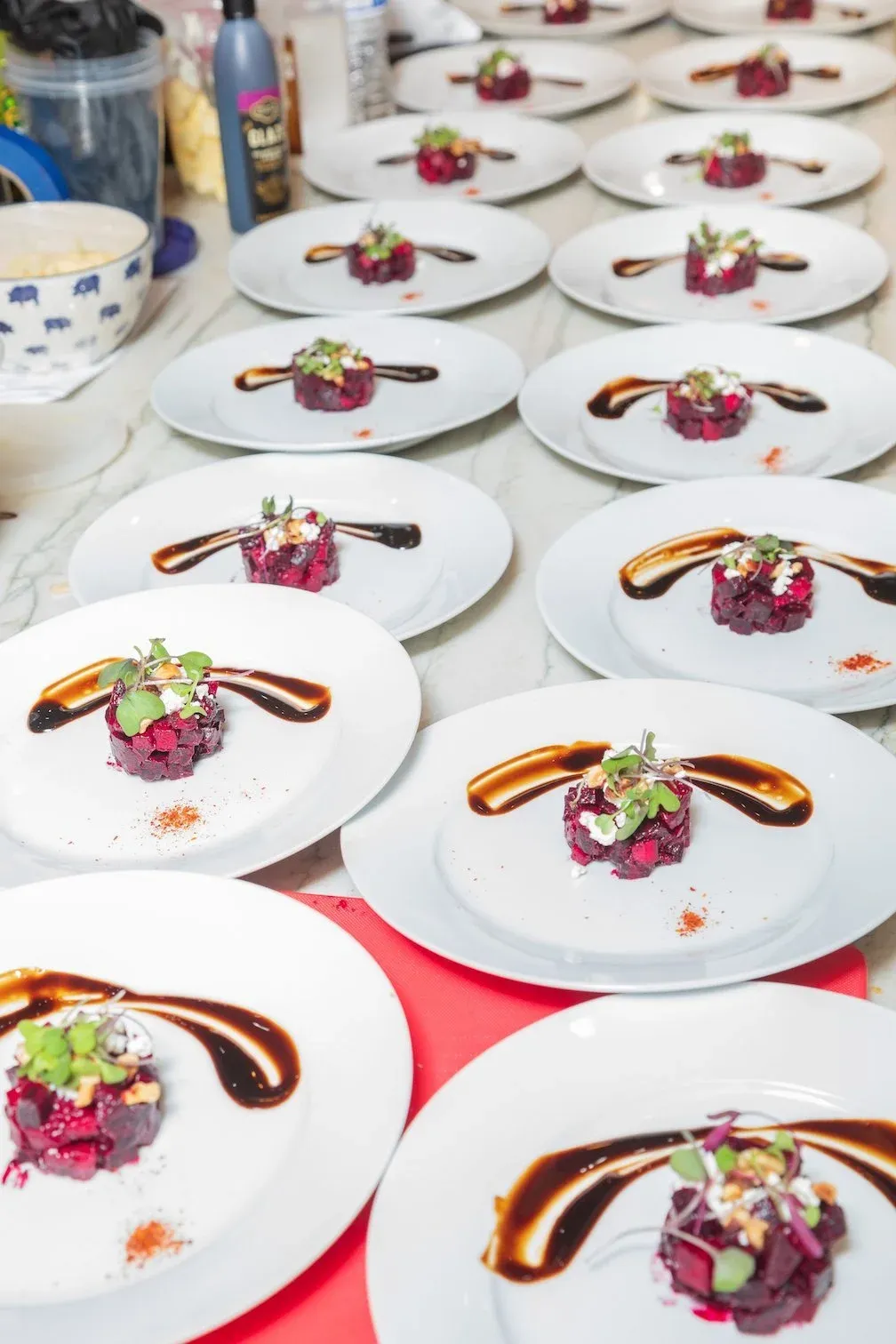 Beet salad course at a cannabis dinner
